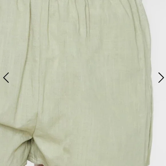 Prettylittlething Green Linen  Beach Shorts SZ USA 10 UK 14 - Picture 4 of 12